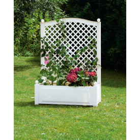 Zaboj za rastline s plazečo se mrežo 100 cm bele barve