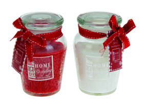 Barvita, dišeča sveča v lepem steklu, rdeča