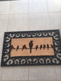 Elegantna preproga za vrata, okrašena s pticami