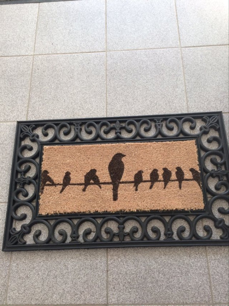 Elegantna preproga za vrata, okrašena s pticami